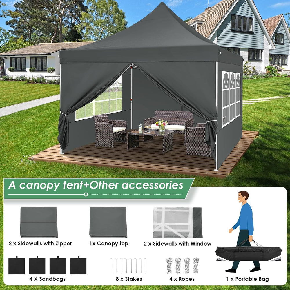 COBIZI 10x10 Pop Up Canopy Tent with Sidewalls, Waterproof Commercial Outdoor...