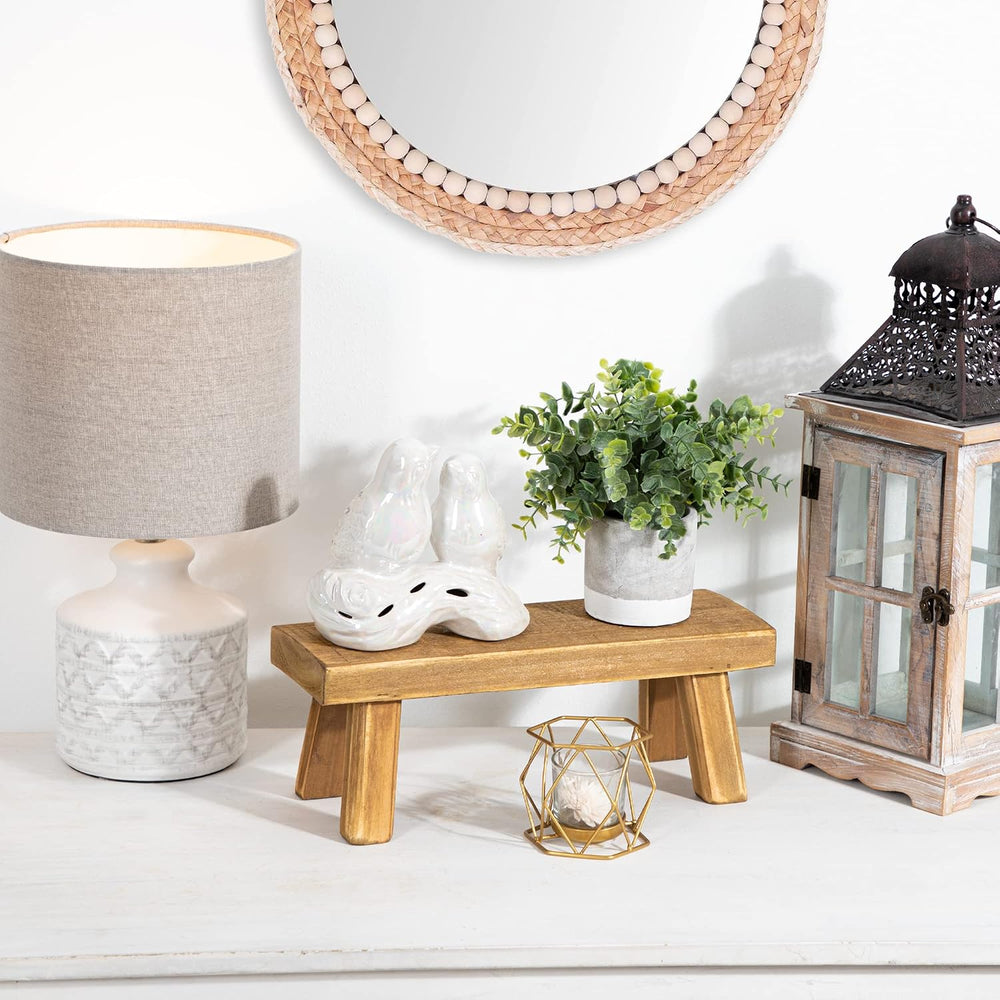 Rustix Mini Wooden Stool - Rustic Decorative Rectangular Mini Pedestal - Idea...
