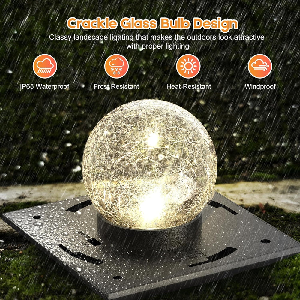 4x4 Post Solar Lights Crackle Glass Solar Post Cap Lights 20 Lumens