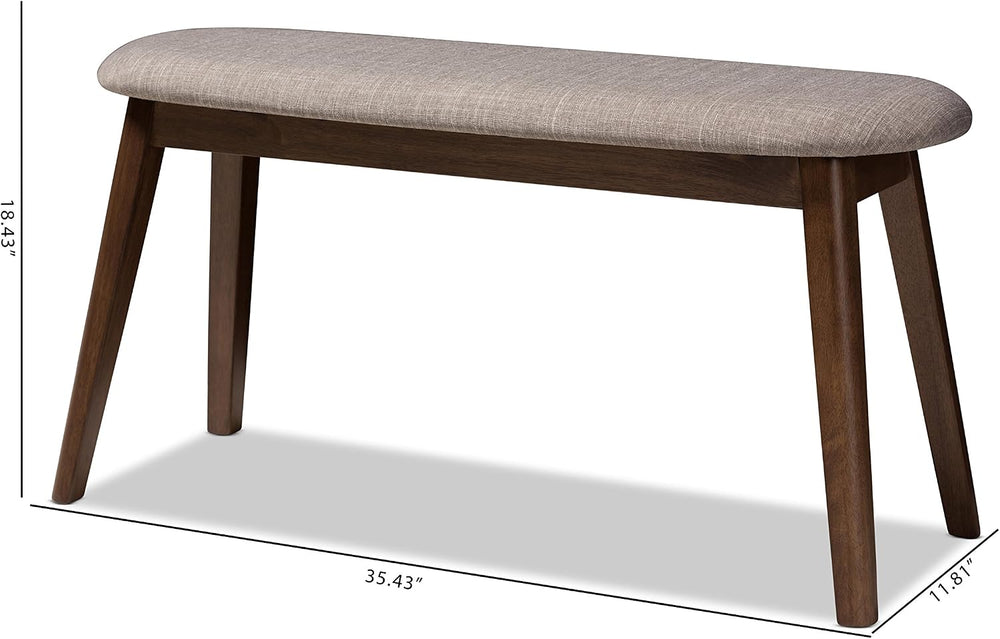 Baxton Studio Easton Mid-Century Modern Light Grey Fabric Upholstered Walnut ...