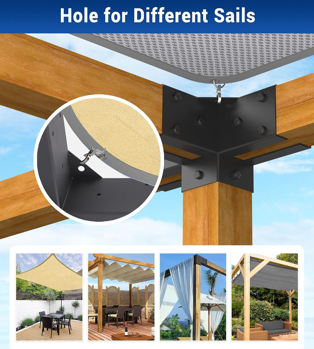 Pergola Brackets 4x4 for 6-Leg Advanced with Beam, 3 Way (4PCS) & 4 Way (...