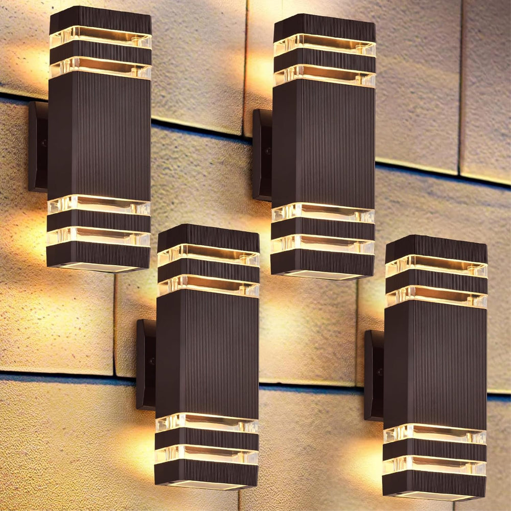 DASTOR 4 Pack Outdoor Wall Lights, Brown Exterior Lighting Fixtures Wall Moun...