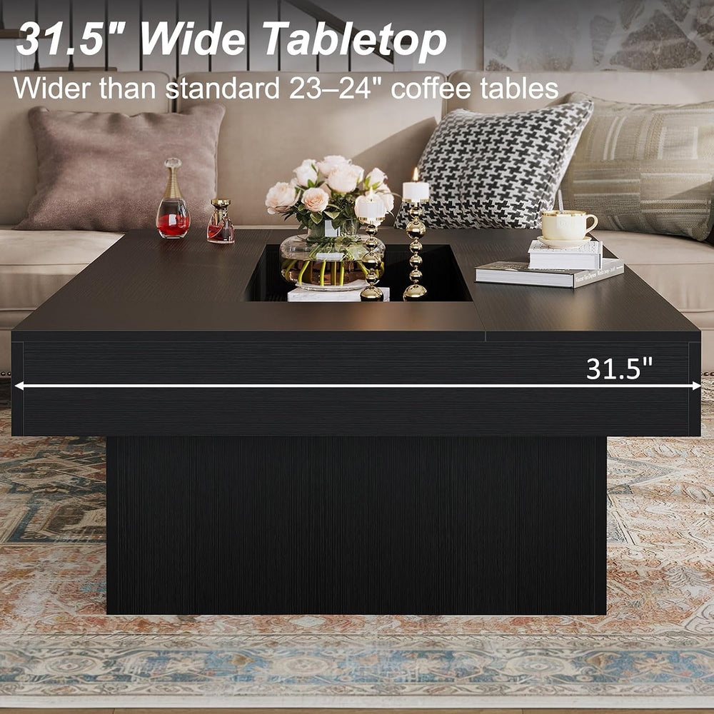 LVB 47"X31" Large Rectangle Black Oak Coffee Table with Storage Liv...