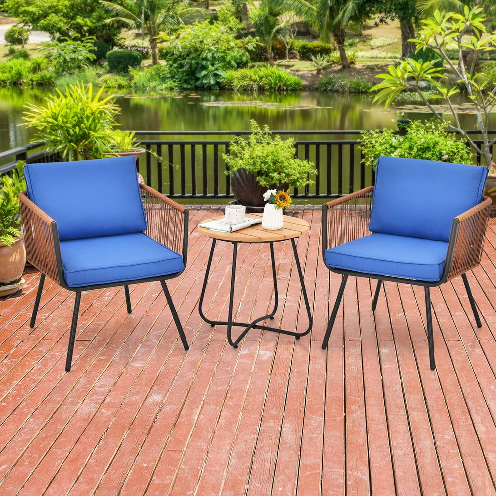 Tangkula 3 Pieces Patio Bistro Set, Outdoor Conversation Chair Set with Coffe...