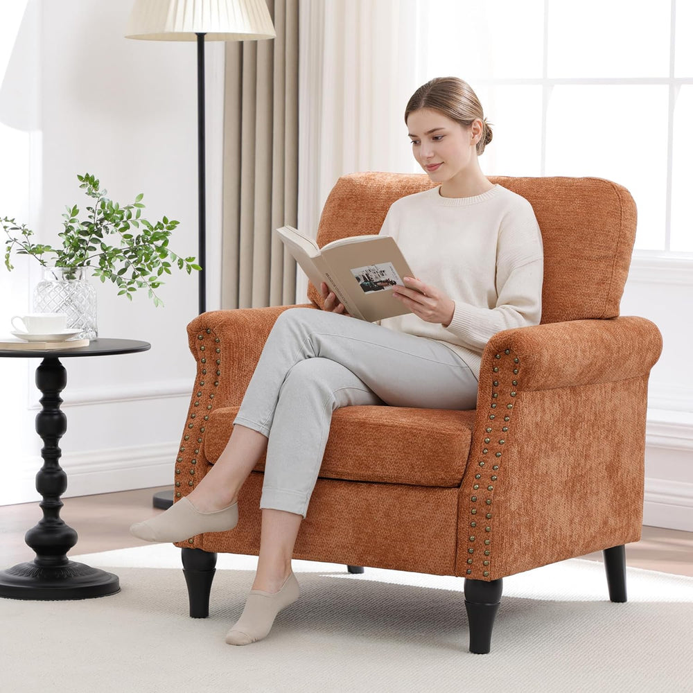 Accent Chair for Living Room, Modern Mid Century Reading Chair Armchair High ...