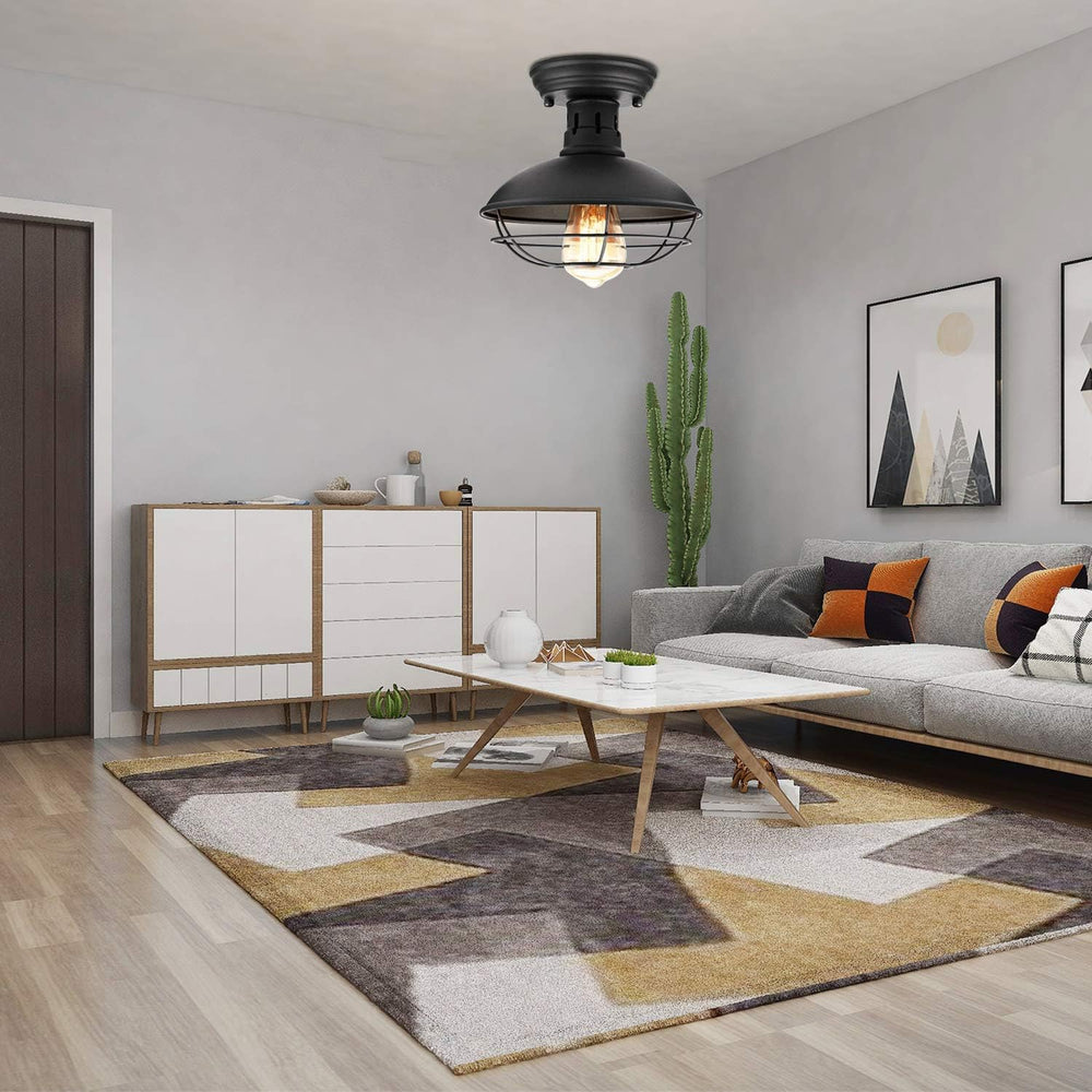 Farmhouse Flush Mount Ceiling Light - Easric Industrial Ceiling Light Fixture...