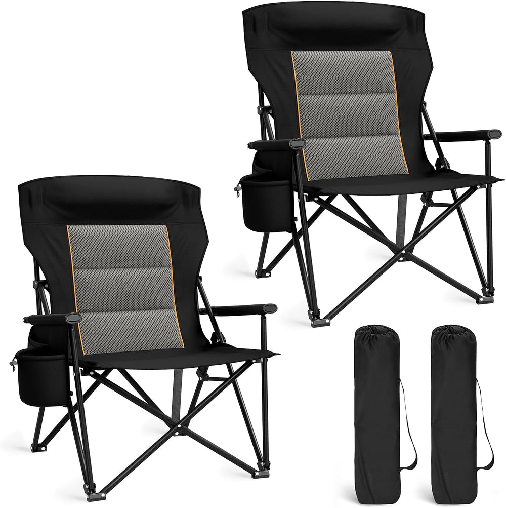 ALPHA CAMP Heavy Duty Camping Chairs with Cup Holder Oversized Folding Chair ...