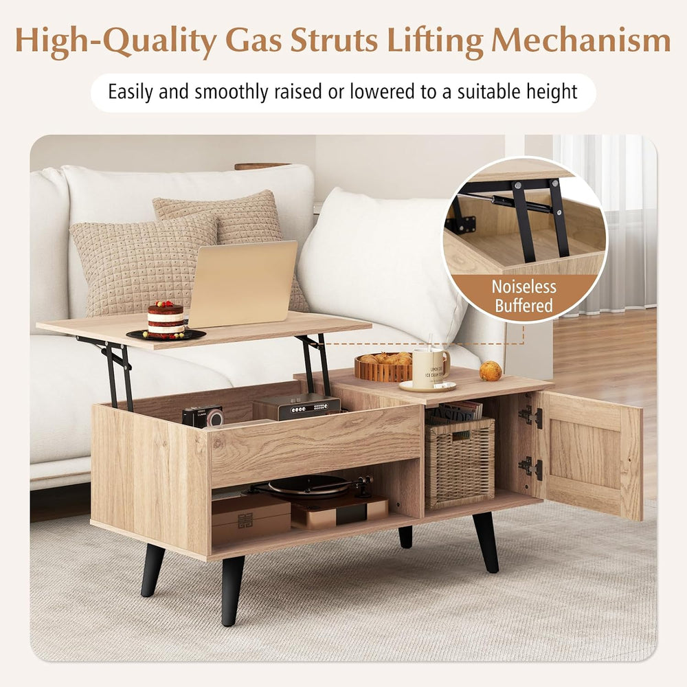 Tangkula Lift Top Coffee Table with Storage, Living Room Table with Hidden Co...