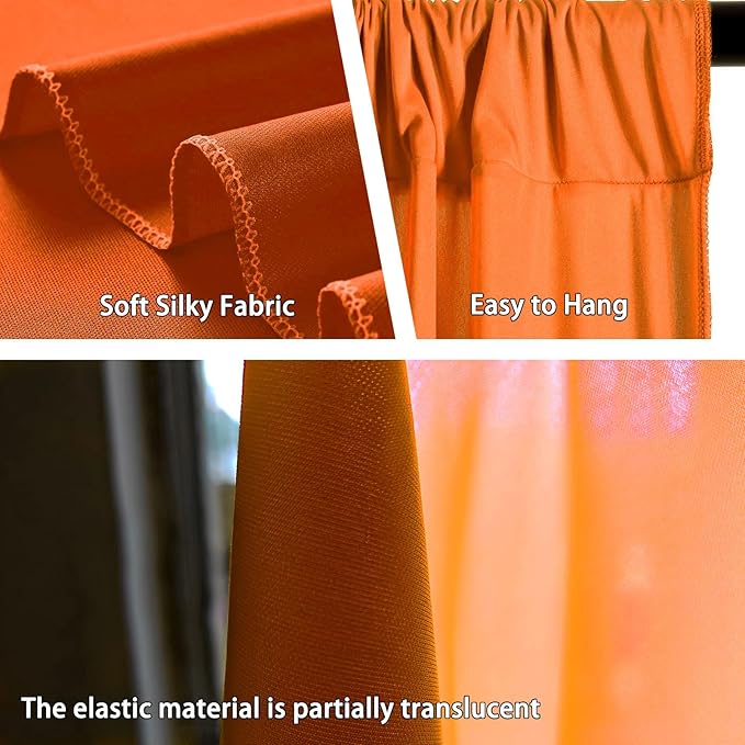 10 x 7 Feet Orange Backdrop Curtain for Partie, Background Curtains for Photo...
