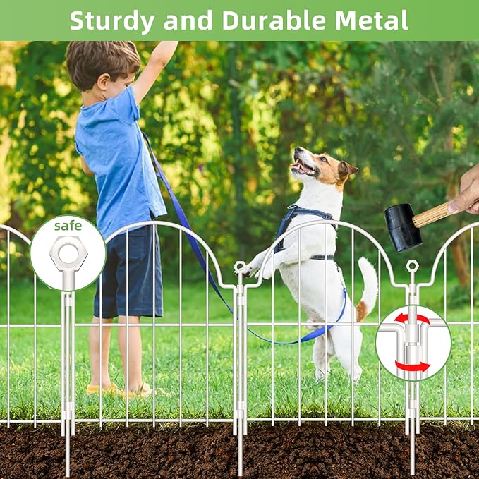 30 Pack White Decorative Garden Fence, 17in x33ft Garden Fencing Animal Barri...