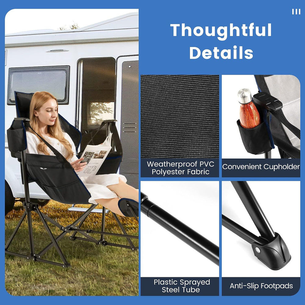 HAPPYGRILL Hammock Camping Chair, Folding Camping Swinging Chair with Retract...