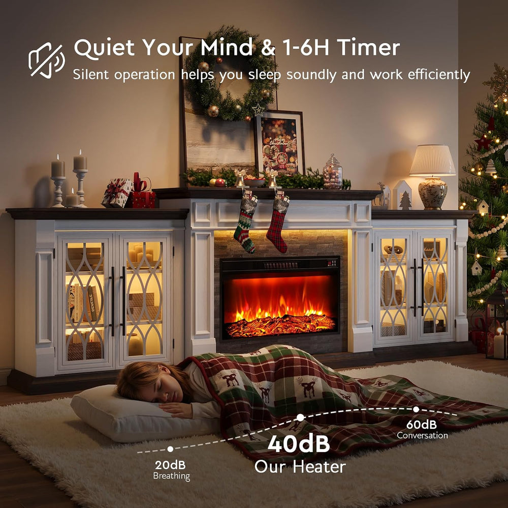 LGHM 104" LED Fireplace TV Stand with Outlet, 3 in 1 Electric Fireplace ...