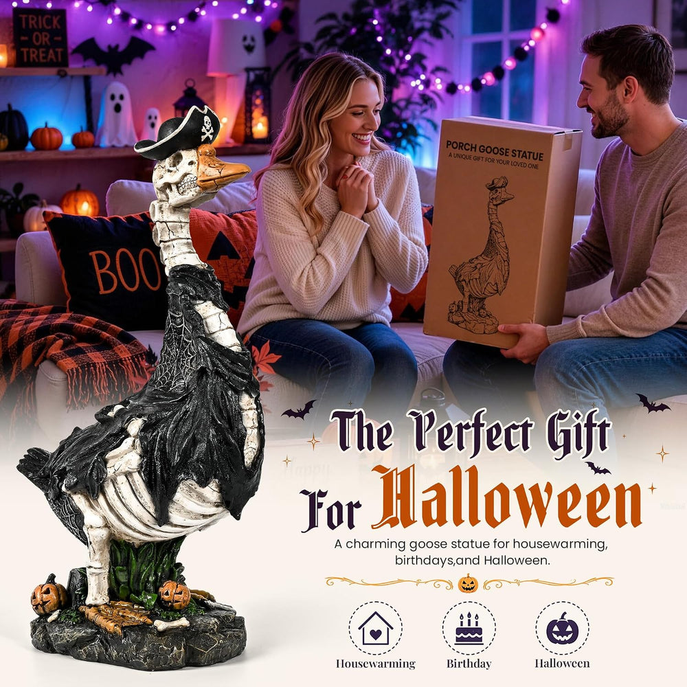 GIGALUMI 20" Halloween Skeleton Porch Goose,Outdoor Halloween Decorations