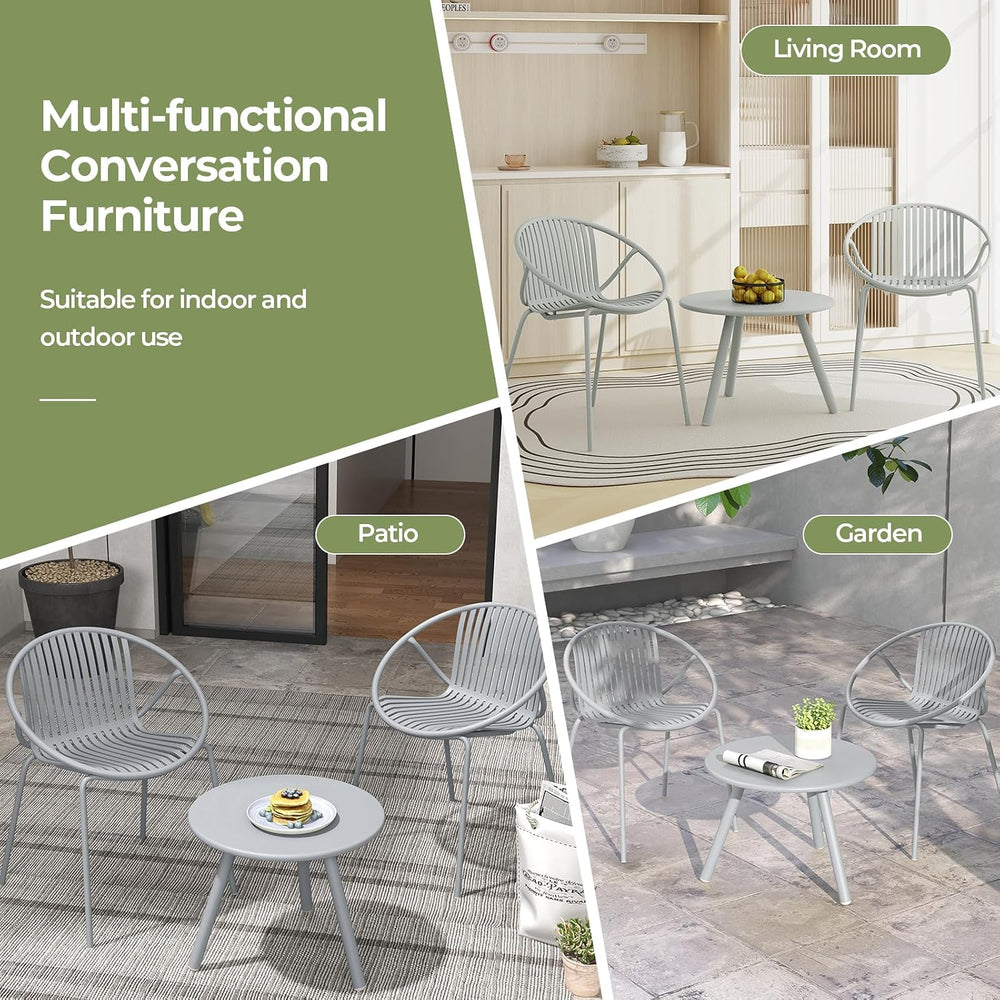 Tangkula 3-Piece Bistro Set - All-Weather PP Patio Conversation Set, Heavy-Du...