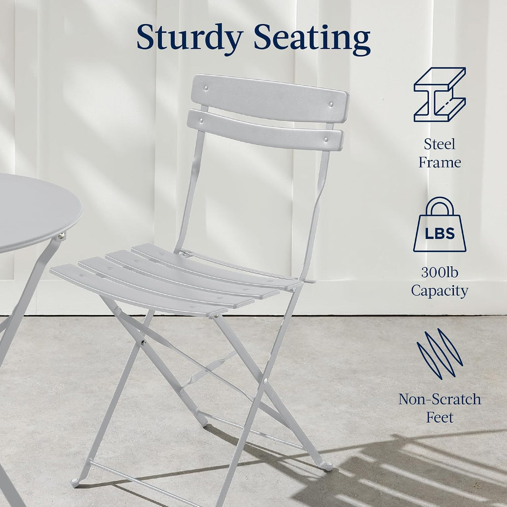 Best Choice Products 3-Piece Bistro Set, Space Saving Folding Design, Solid S...