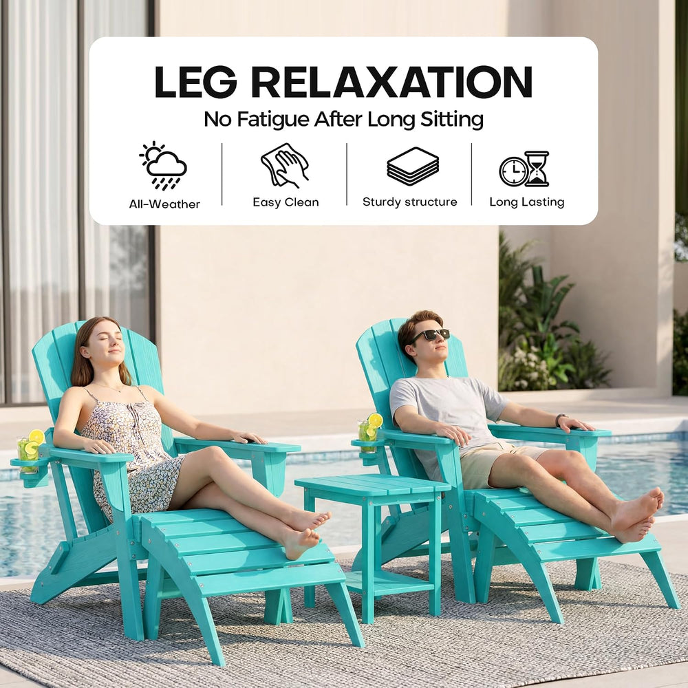 Plawdlik Folding Ottoman for Adirondack Chair–HDPE All-Weather Footrest for O...