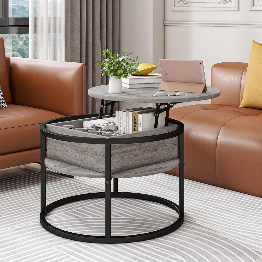 HOJINLINERO Round Coffee Table with Storage,Lift Top Coffee Table for Living ...