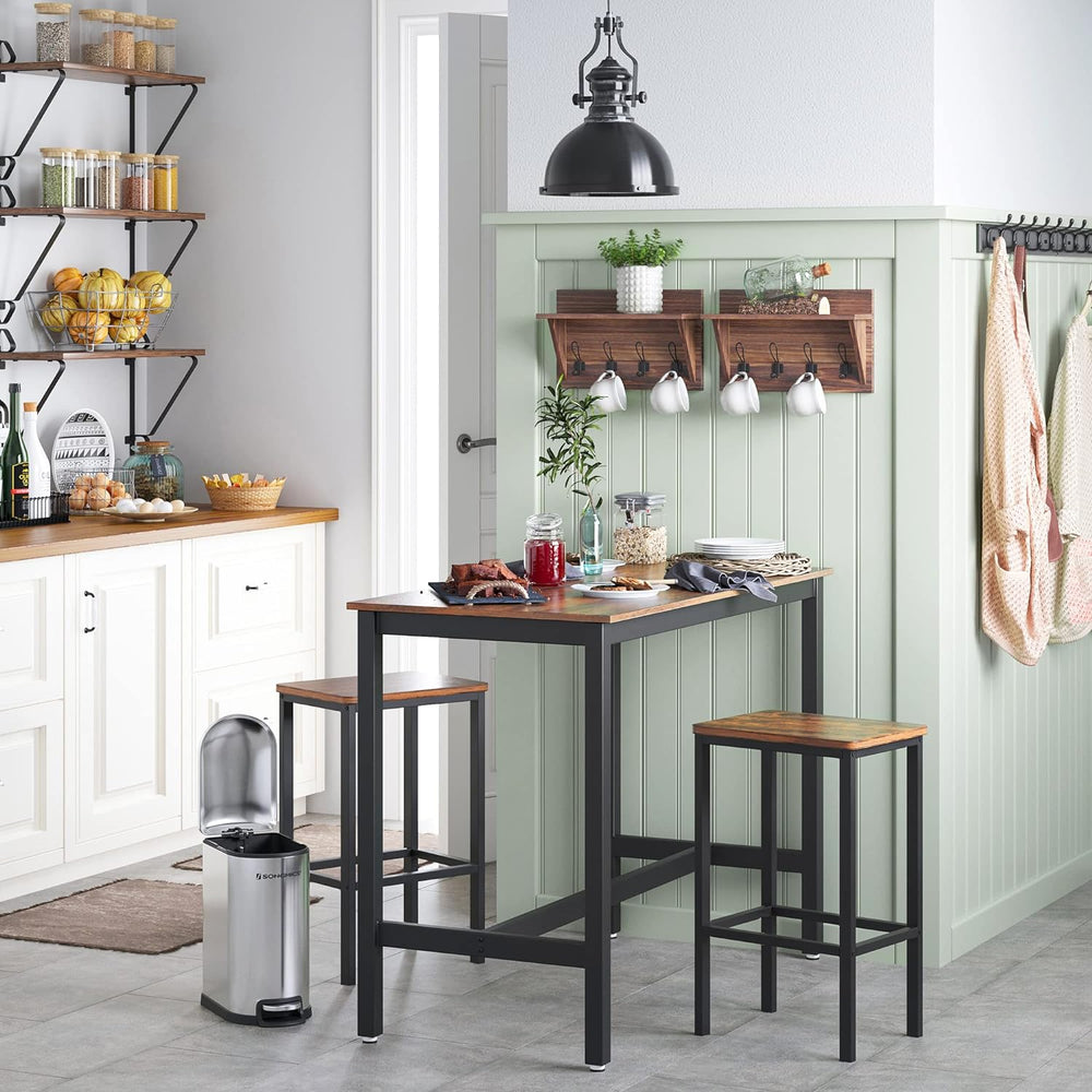 VASAGLE Bar Stools Set of 2 with Footrest, Modern Basic Style