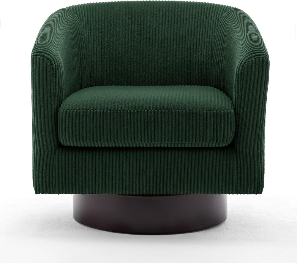Swivel Barrel Chairs Set of 4, Corduroy Accent Chair, Dark Green
