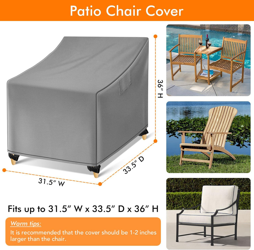 WLEAFJ Outdoor Chair Covers Waterproof, Gray Lawn Patio Furniture Covers, Hea...