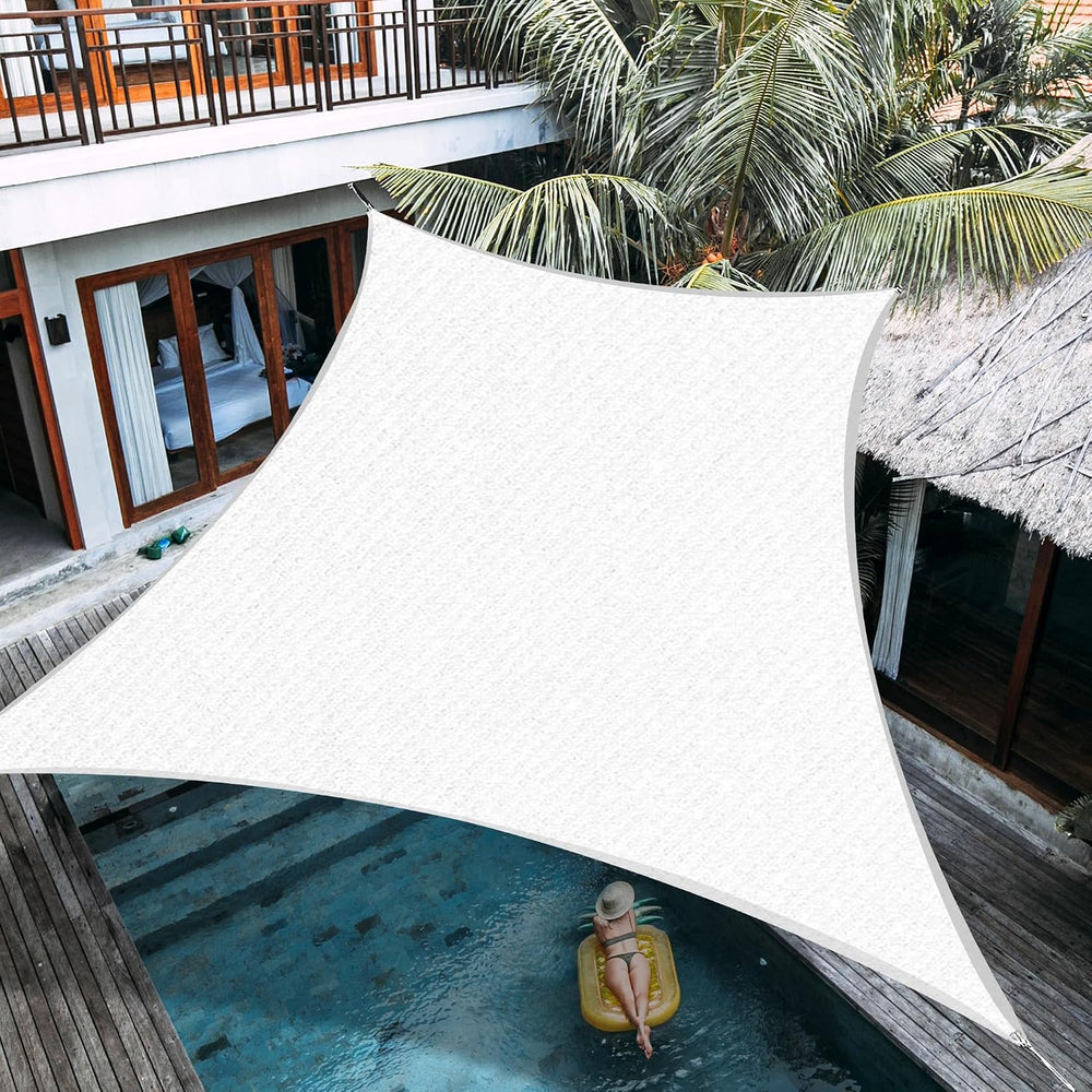 5' x 5' Custom Size White Rectangle Sun Shade Sail, 190 GSM Commercia...