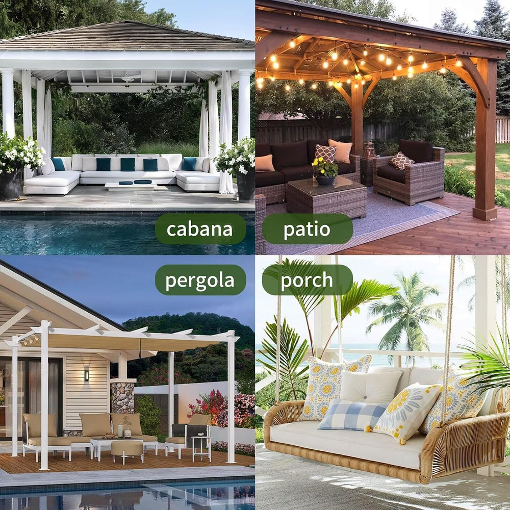 4 Panels Outdoor Sheer Curtains for Patio, Jacquard Check Curtains for Patio ...