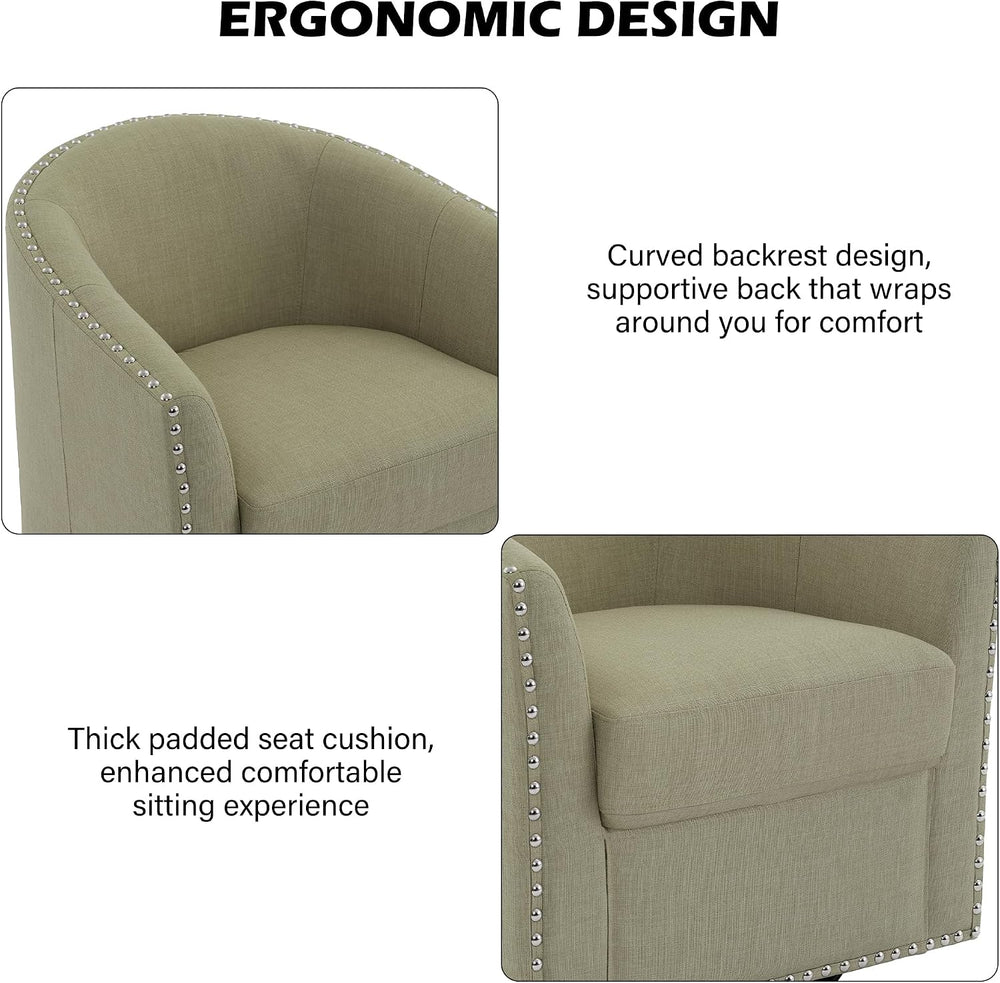 Mid-Century Modern Swivel Barrel Accent Chair, Light Camel, Set of 1