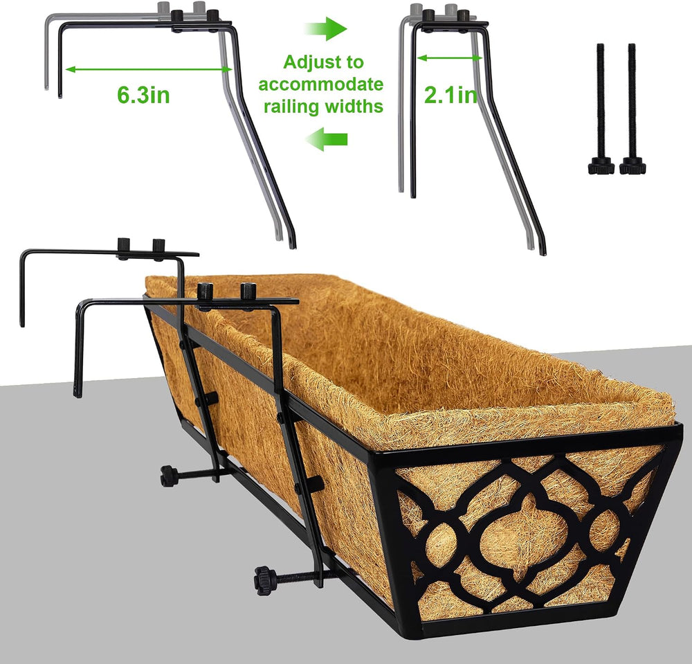 Y&M Deck Railing Planter Boxes, Adjustable Balcony Planter for Outdoor Pl...