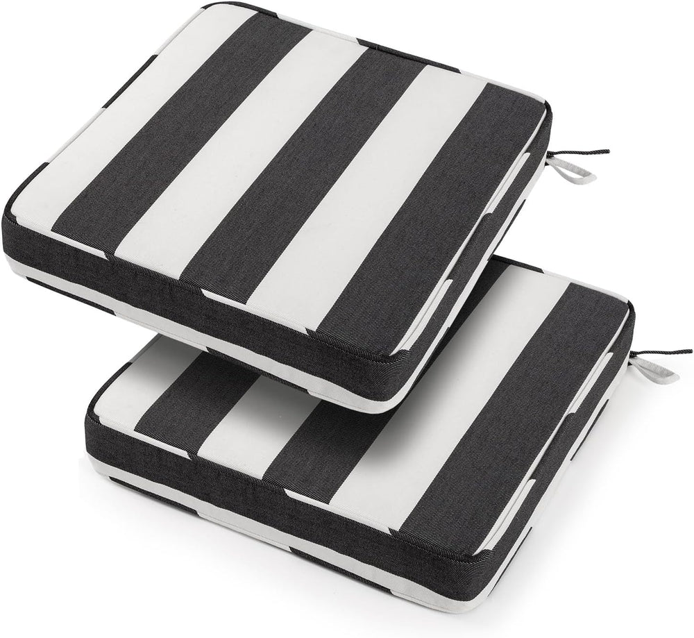 19x19x3 Inch utdoor Square Corner Chair Cushions with Ties Set of 2, Water&am...