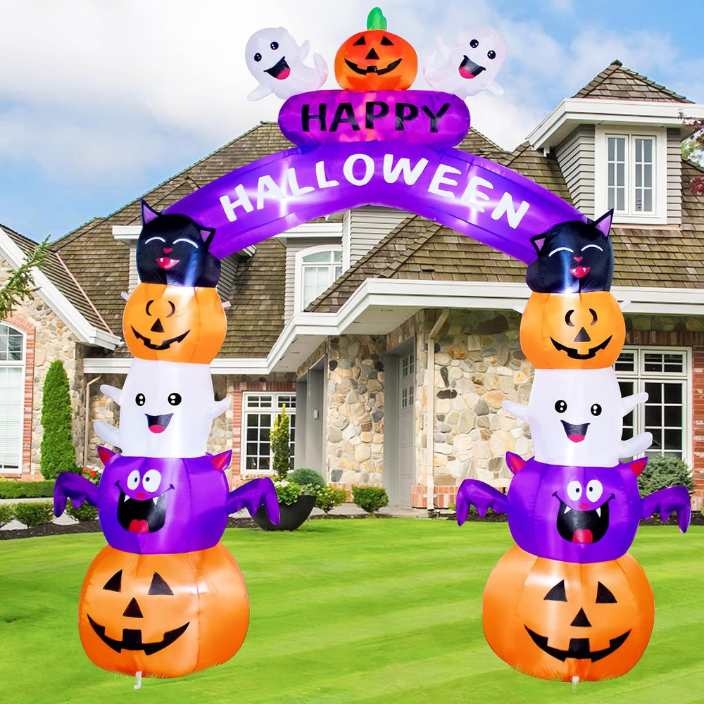 8FT Halloween Stacked Pumpkin Arch Inflatable Decoration