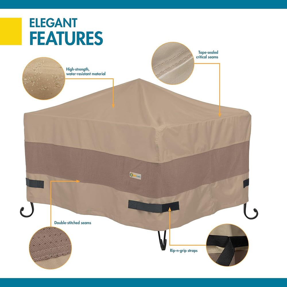DUCKCOVERS Elegant Water-Resistant 50 Inch Square Fire Pit Cover, Outdoor Fir...