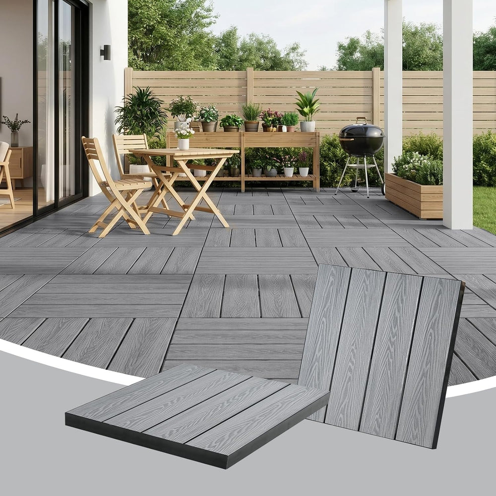 Modular Outdoor Flooring System, 22.6 x 22.6 in Raised Deck Platform, ASA Wea...