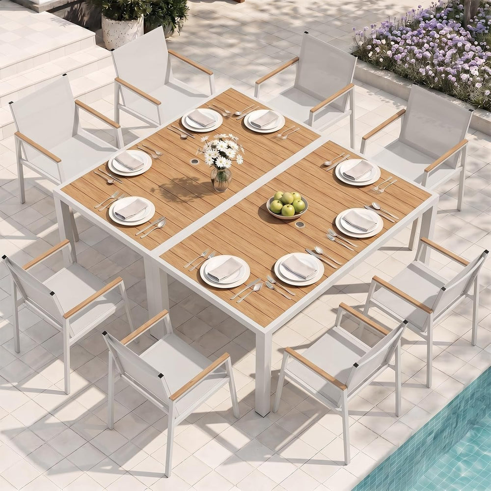 Outdoor Dining Set for 8, Aluminum Patio Table and Chairs Set, 10-Piece All W...