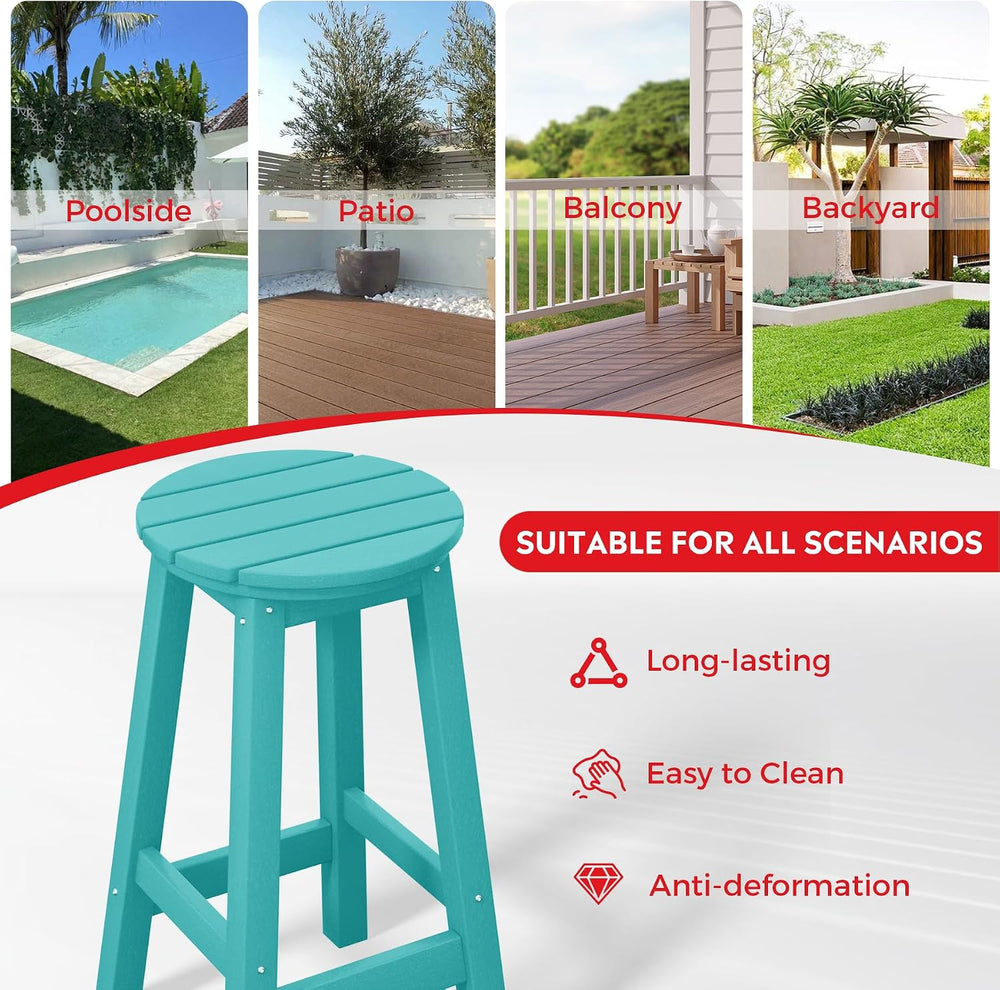 Costaelm 24" Height Outdoor Bar Stools, All-Weather Bar Stools, Adironda...