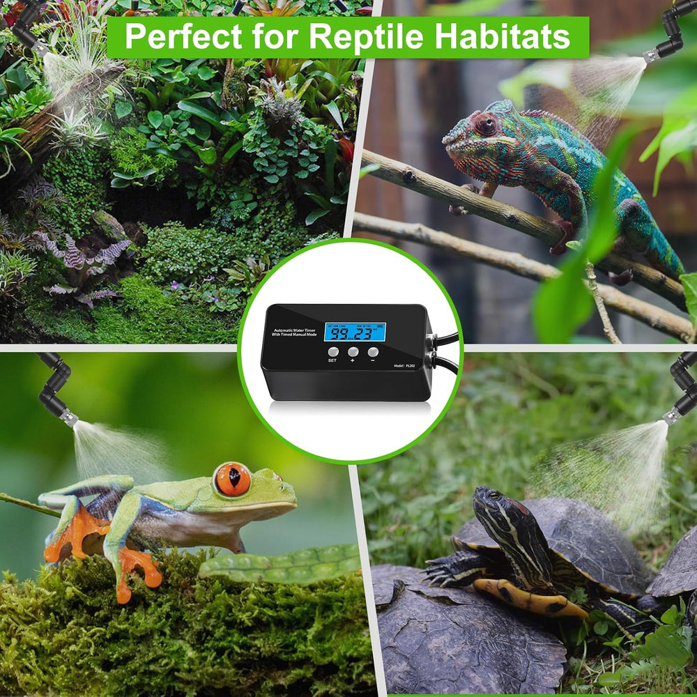 Reptile Misting System, Automatic Timer Sprayer with LCD Controller, Self-Pri...