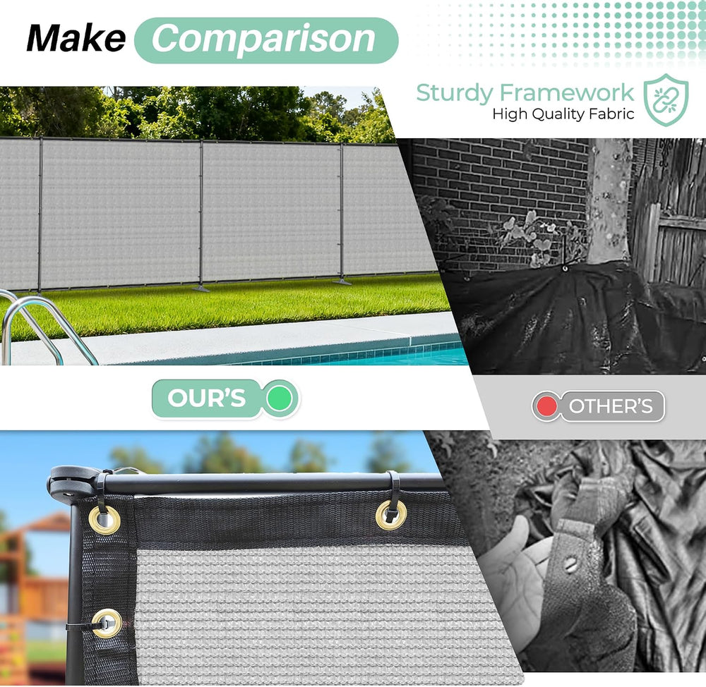 SunnyRoyal 5' x 12' Privacy Fence Screen Panel with Iron Poles Freest...