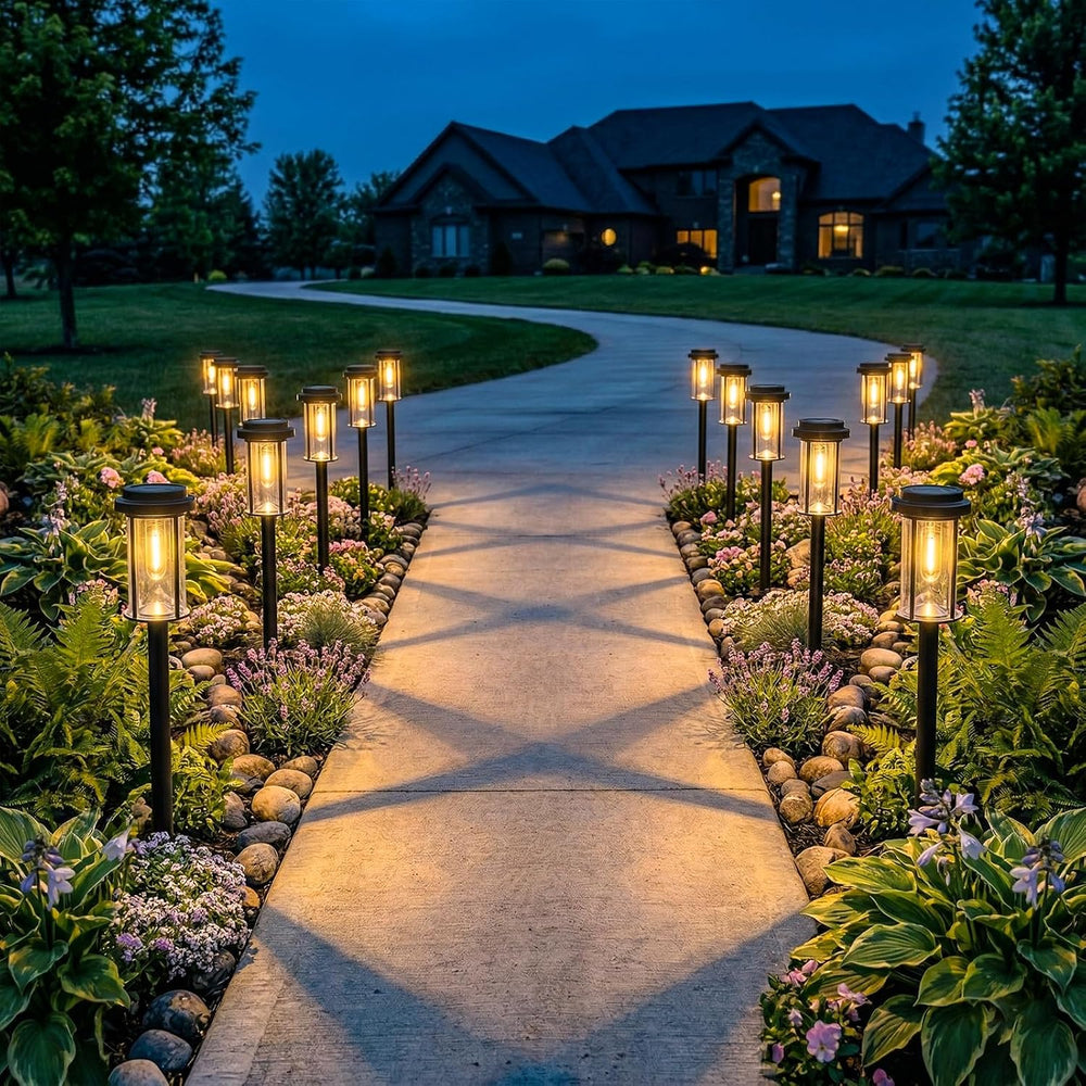 DERAYSION Solar Lights Outdoor, 8 Pack Upgraded Solar Pathway Lights, LED Sol...