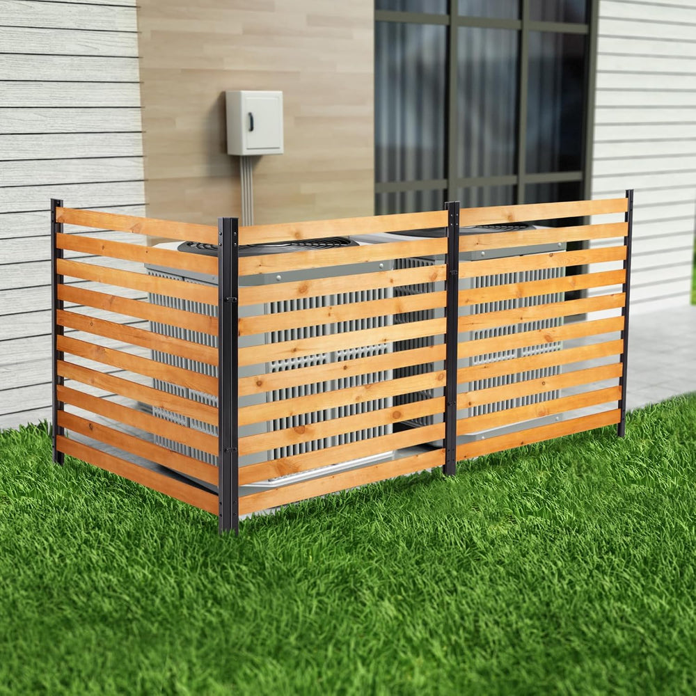 Svarog 3 Panels Outdoor Privacy Screen Fence Panels,Wood Privacy Screen Slatt...