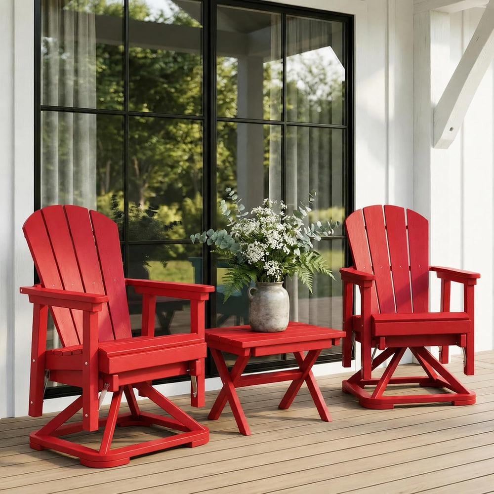 4-Piece Adirondack Swivel Glider Chair Set, Composite HDPE Outdoor Furniture ...
