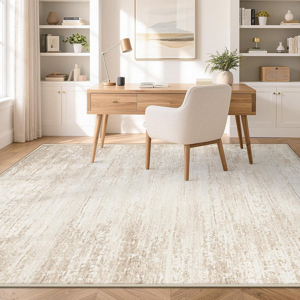 TENGTENGLINK Washable 6x9 Area Rugs for Living Room Modern Abstract Beige