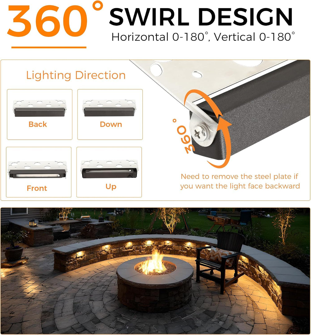 CLOUDY BAY [8 Pack] 4 Inch 3W 5CCT Hardscape Paver Light,Retainng Wall Lights...