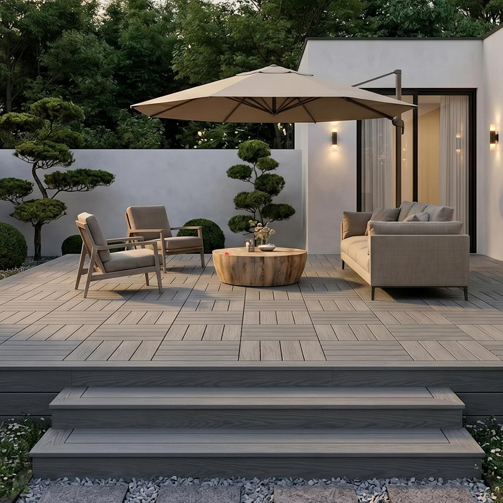 Modular Outdoor Flooring System, 22.6 x 22.6 in Raised Deck Platform, ASA Wea...