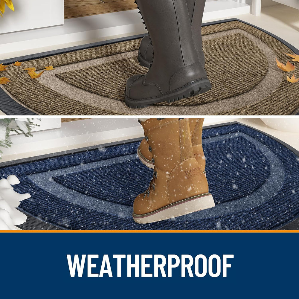 OLANLY Half Circle Front Door Mat Outside 35x23 All-Season Rubber Doormat