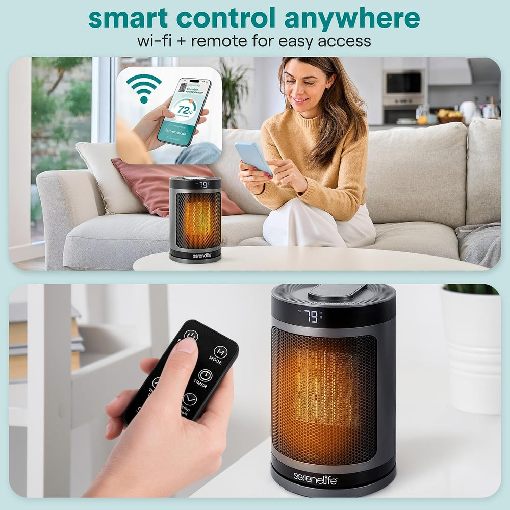SereneLife Smart Space Heater – 1500W Indoor Electric Heater with Thermostat,...