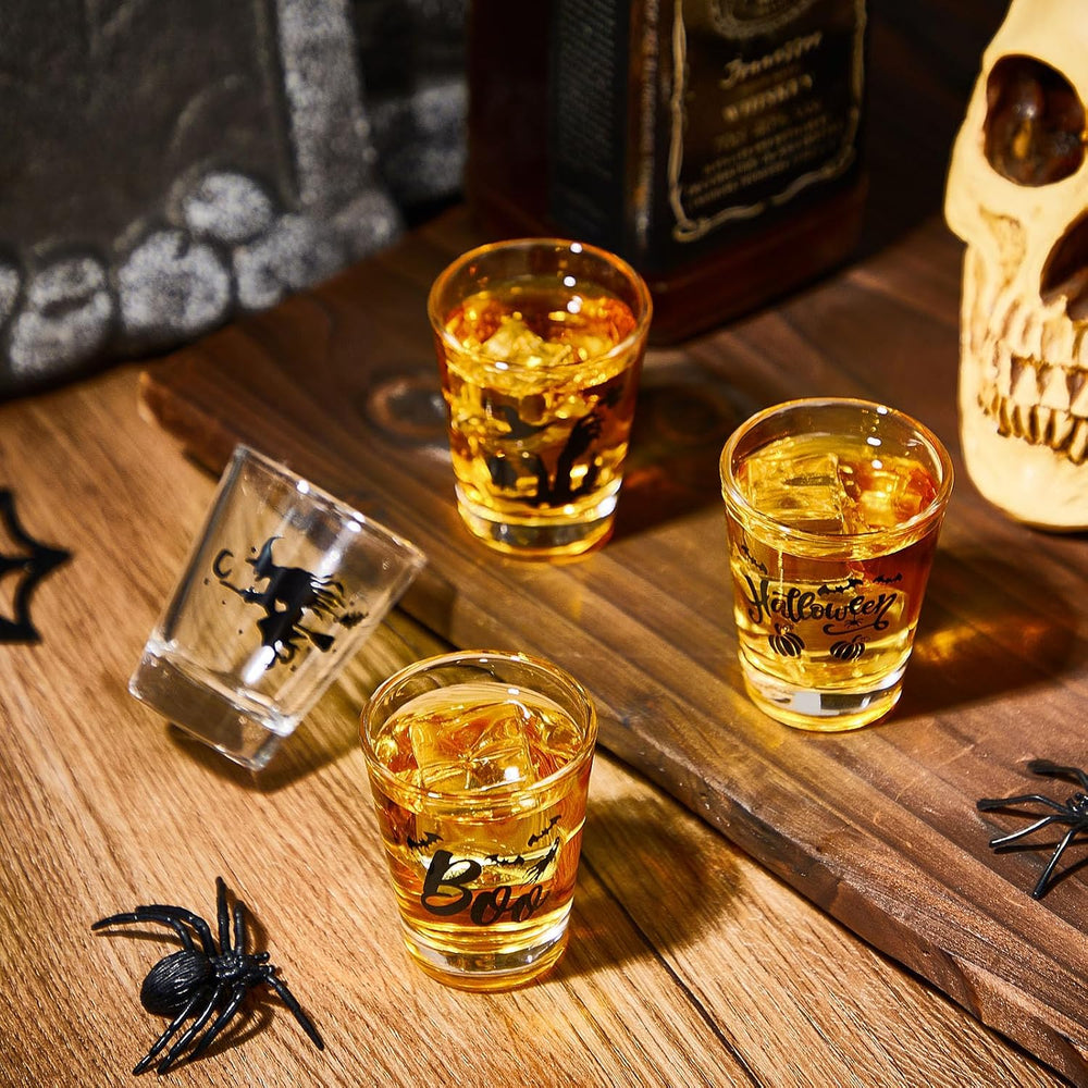 Uiifan 24 Pcs Halloween Shot Glasses for Drinking Glassware Bulk 2 Oz/60 ml