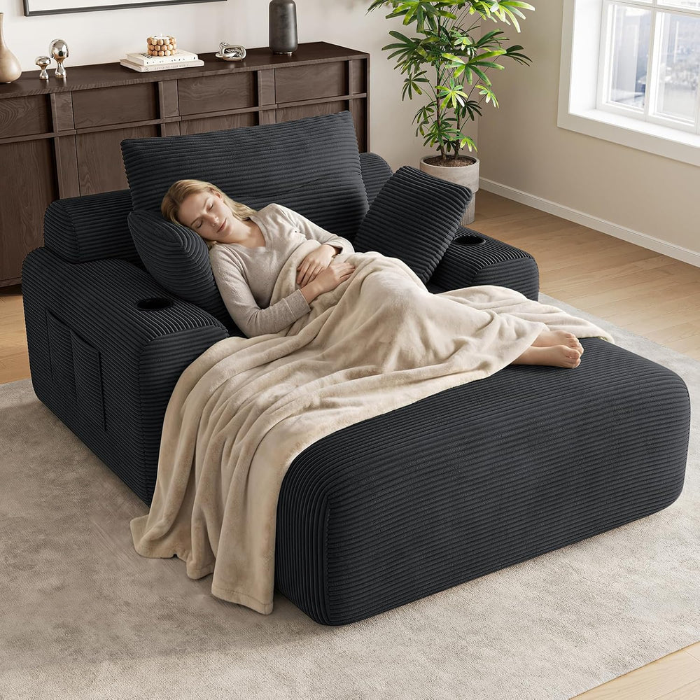 69” Oversized Chaise Lounge Chair Indoor, Soft Boneless Chaise Lounge Reading...