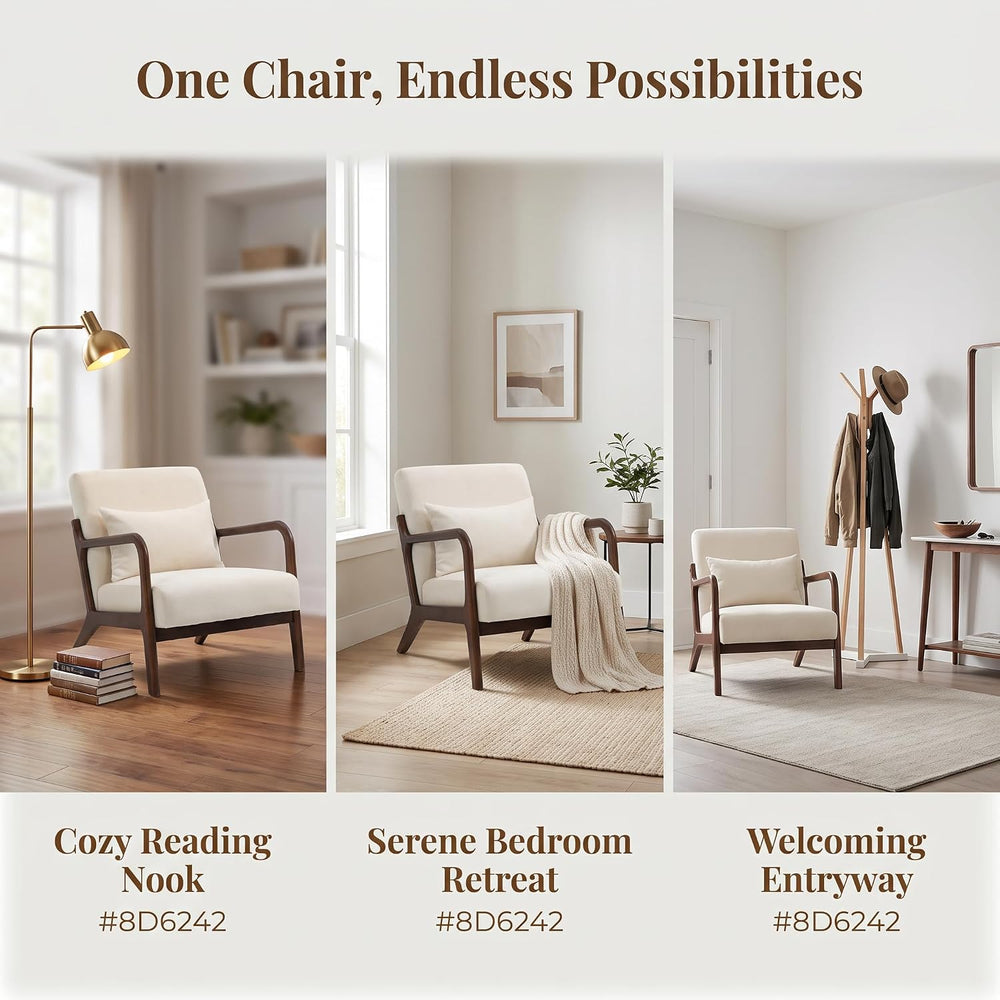 Komene Mid Century Modern Accent Chair Sitting Chair with Solid Wood Frame, U...