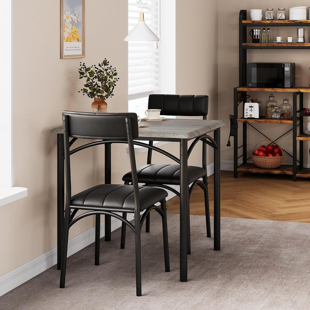 3-Piece Dining Table Set for 2, Kitchen Table Set with 2 Upholstered Chairs, ...