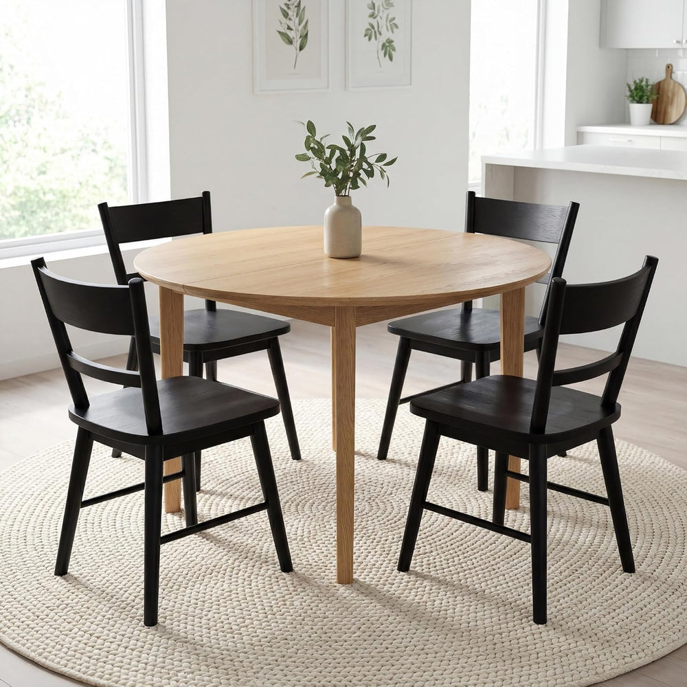CIMOTA Black Dining Chairs Set of 6, Farmhouse Wood Dining Chairs Ladder Back...