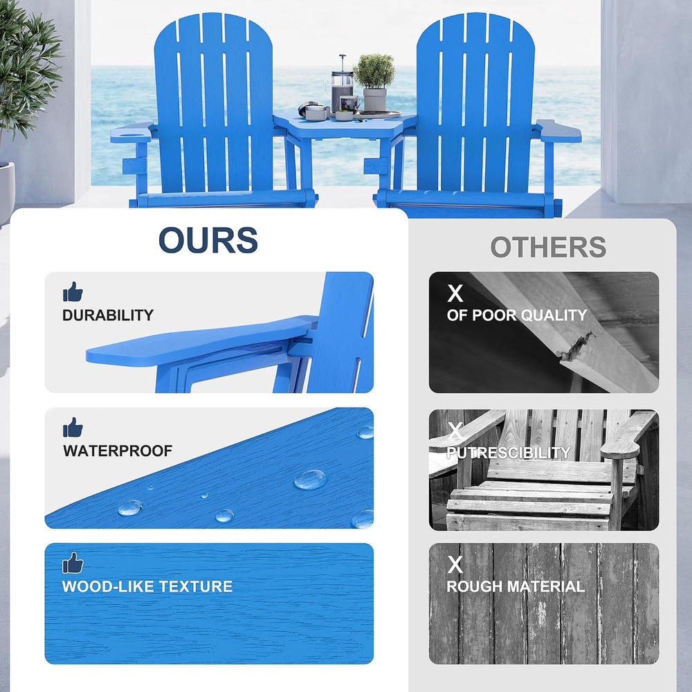 Vongrasig Adirondack Chairs Set of 2 with Removable Tabletop, Outdoor HDPE Pl...